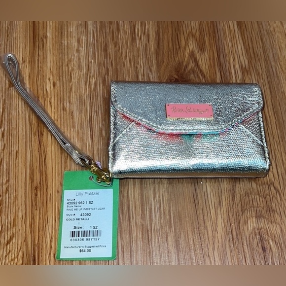 Lilly Pulitzer Accessories - LILLY PULITZER “Ring Me Up” Gold Wristlet
NEW w/TAG